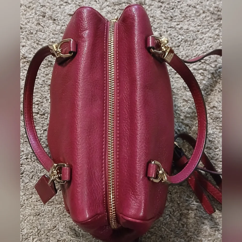 ❤️Coach Pebbled Leather Satchel Crossbody – Raspberry Red – Double Hangtags - Picture 6 of 9